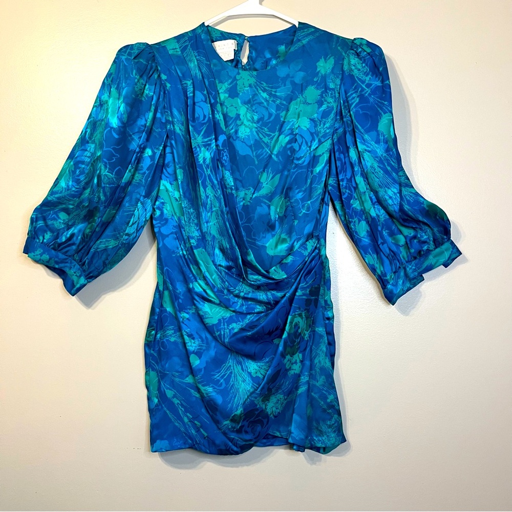 Vintage 80’s Flora Kung II 100% silk floral blouse floral size 8
